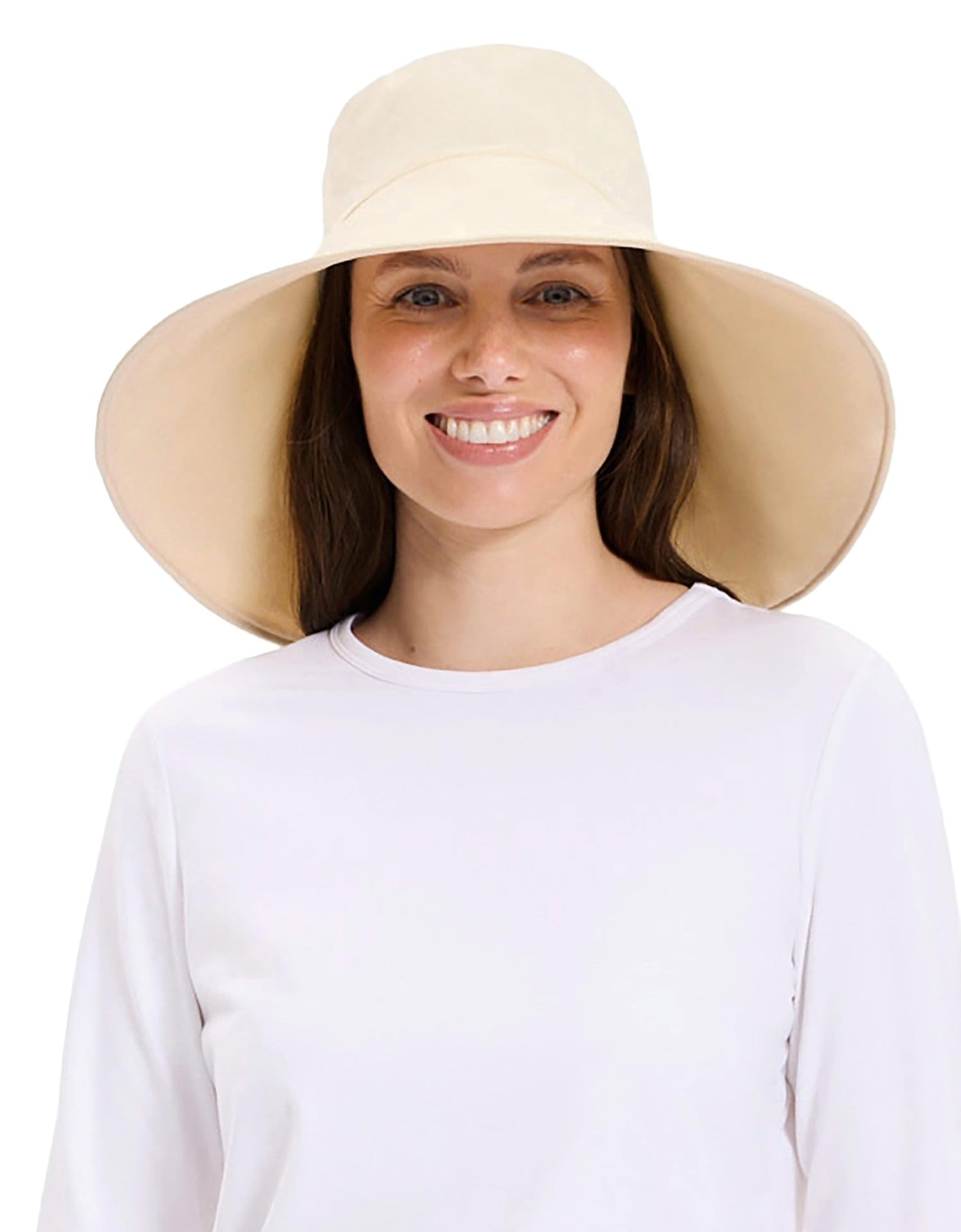 Solbari Ultra Wide Brim Hat UPF50+ UV Protection, Sun Protective Hat Vanilla/Beige Large/XLarge