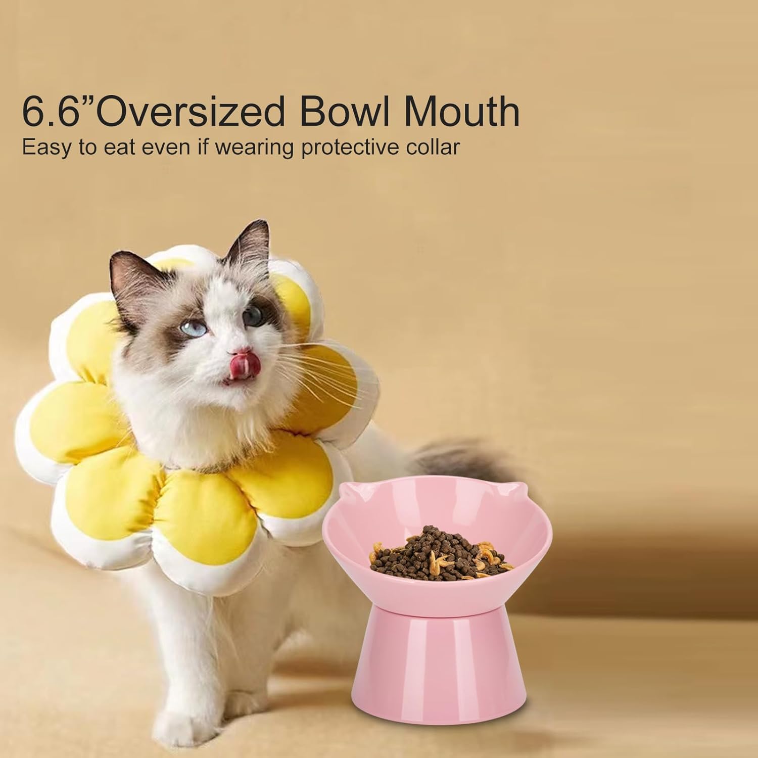 2Pcs Detachable Elevated Cat Bowls, 15° Tilted Raised Cat Food Bowl Anti-Vomiting,Whisker Friendly, Adjustable Cat Dishes(Blue,Pink)