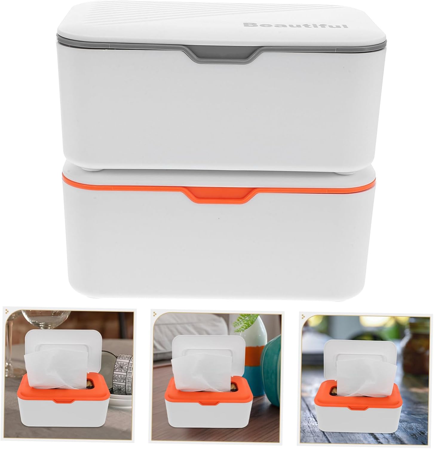 2pcs Wipes Lid Storage Box Refillable Wet Tissue Dispenser Compact Wipes Holder Box for Bathroom Kitchen Tissue Case