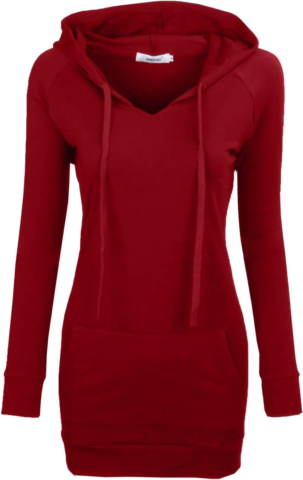 BEPEIWomens Long Sleeve Tunic Hoodie Dress String Sweatshirts With Pockets