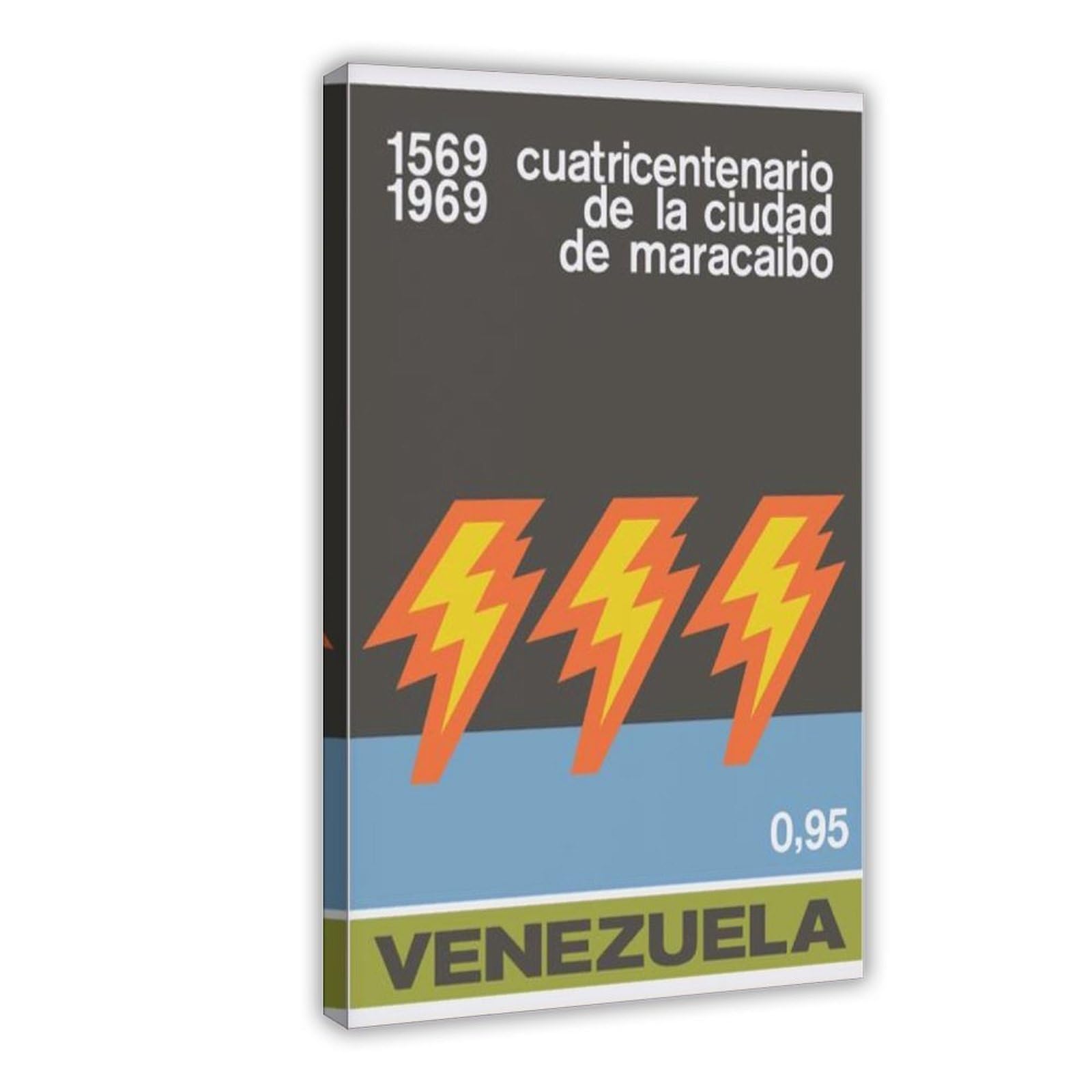 GJtyRFH Venezuela Maracaibo Mid Century Modern 1970s Style Lake Catatumbo Lightning (2) Canvas Wall Art Posters And Prints Room Aesthetic Bedroom Office Decor 16" L X 24" W