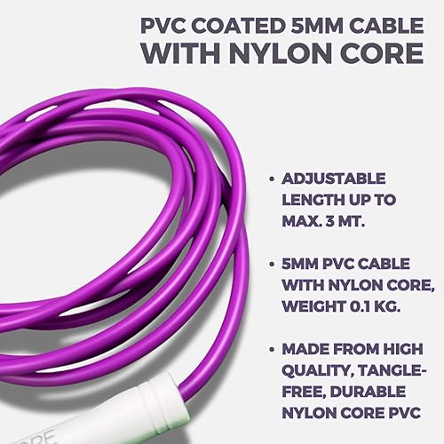 Miniatura 4 de Elevate Rope Cuerda de velocidad profesional  Cuerda de saltar ajustable de 9.8 ft, PVC de 0.197 in con núcleo de nailon para cardio, doble bajo y