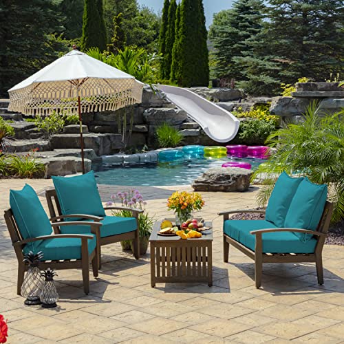 Image of Arden Outdoor Deep Seat Cushion Set (2-Pack), 24 in x 24 in, Weather-Proof, Rain-Proof, Fade Resistant Patio Cushion for Chair, Sofa, and Couch Lake Blue Leala