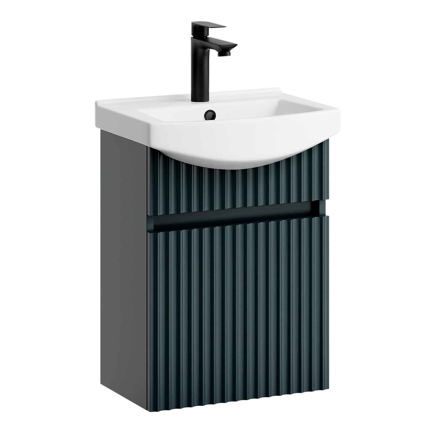 Planetmöbel Waschbecken mit Unterschrank 45 cm inkl. Keramikwaschbecken, Gäste WC Waschtischunterschrank, anthrazit matt