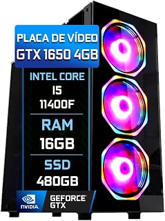 PC Gamer Blue PC Intel Core i5 11400F 16GB GTX 1650 4GB SSD 480GB - Fonte 500W