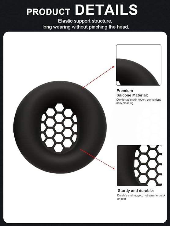 Protective Ear Pad Covers for CMF Headphone Pro Over-Ear Headphones, daunke Silicone (Including a Pair), Full Protection, Black