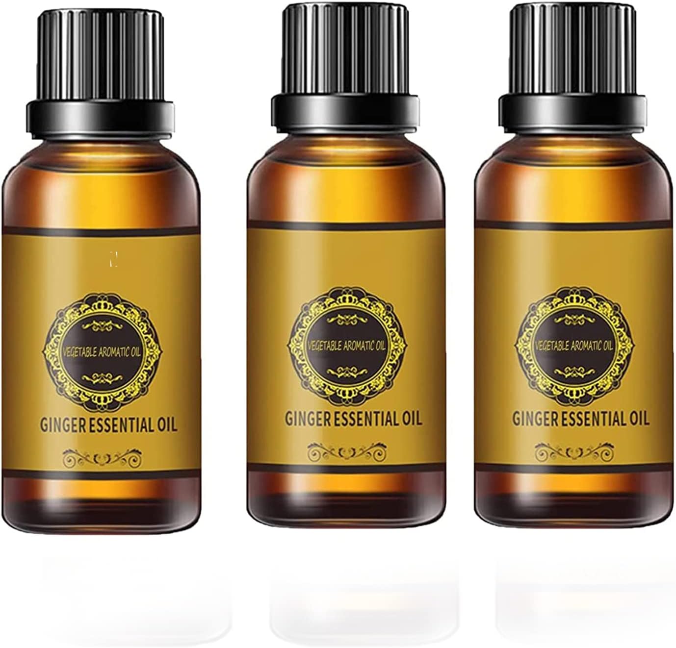 3Bottle Belly Drainage Ginger Oil, Lymphatic Drainage Ginger Oil, Ginger Essential Oil for Swelling and Pain Relief (10ML)