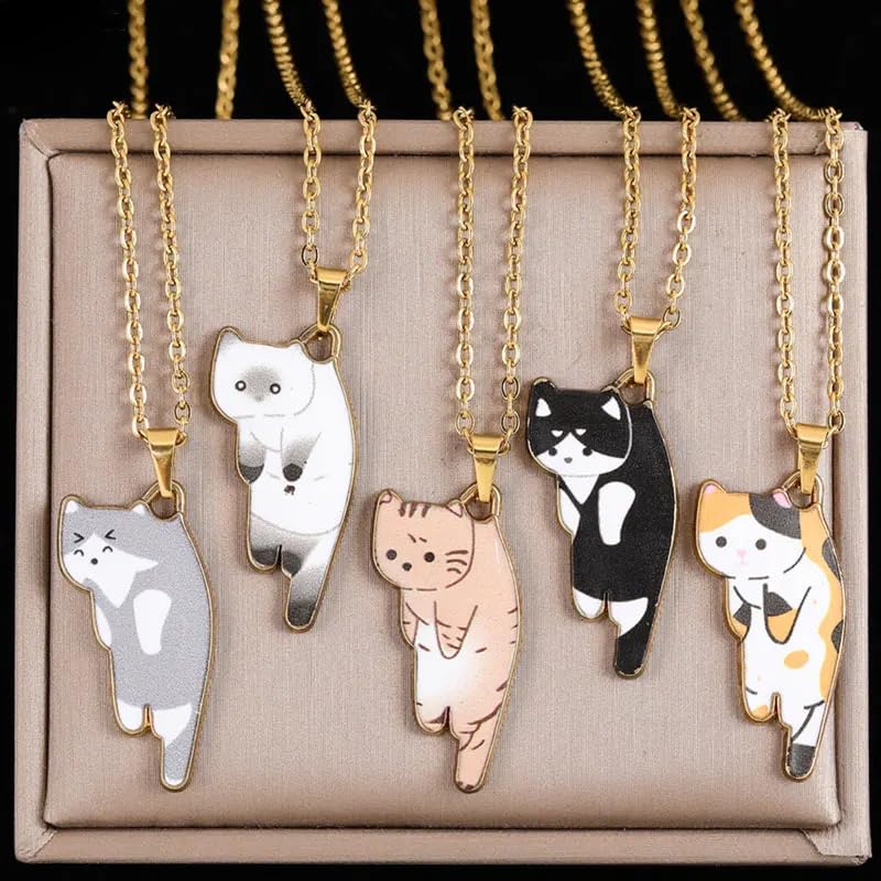 Collier Chat Noir Argent Sterling 925 femme breloque émail