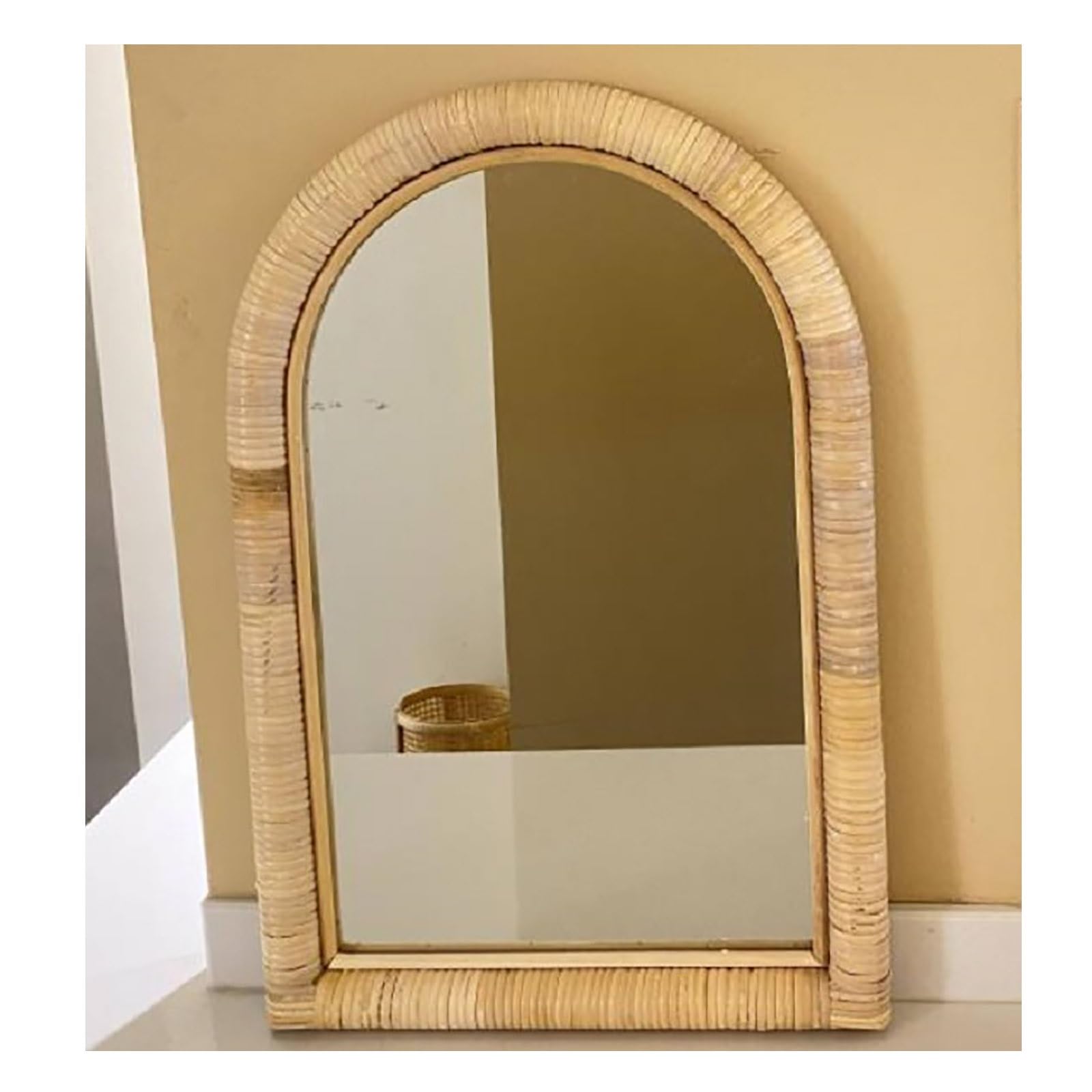 Miroir irrégulier rotin tressé pour décoration murale rétro de chambre