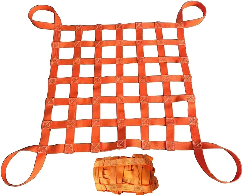 Safety Lifting Net Straps, Flat Nylon Sling Hoisting Net, Loading and Unloading Heavy Objects 10cm Square Mesh Tear Resistance for Construction Rigging Moving Towing Hoisting Work Gear