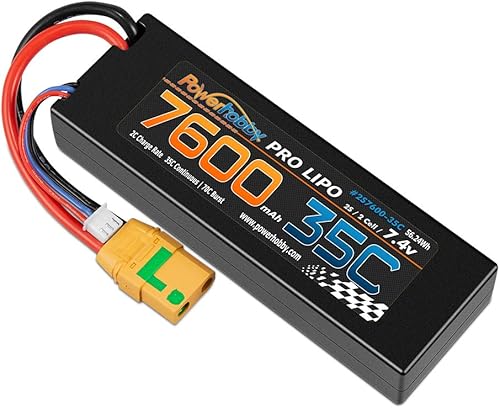 Miniatura 2 de Powerhobby 2s 7.4v 7600mah 35c Lipo batería w XT90 Plug 2-Cell Fits  Arrma Kraton Nero Tyhpon Senton Tailon Outcast FAZON