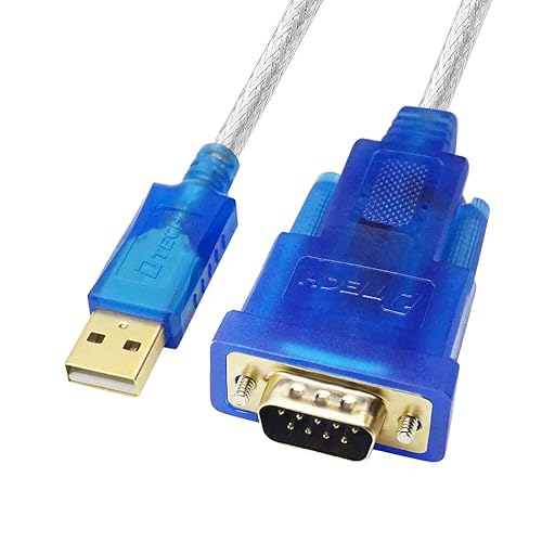 DTECH Cable adaptador de puerto serie USB 2.0 a RS232 DB9 de 10 pies con chipset FTDI compatible con Windows 11 10 8 7 y Mac Linux