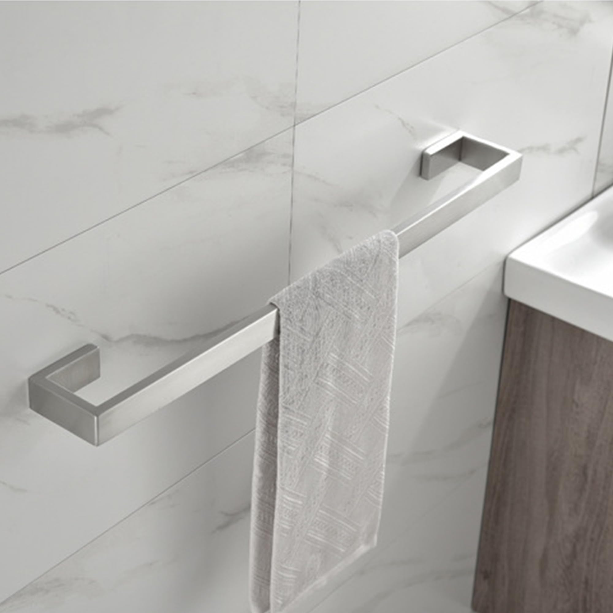 Flybath Portasciugamani da Parete singolo SUS 304 Acciaio Inossidabile Argento Spazzolato Porta Asciugamani da Bagno Montaggio a Parete, 60 cm