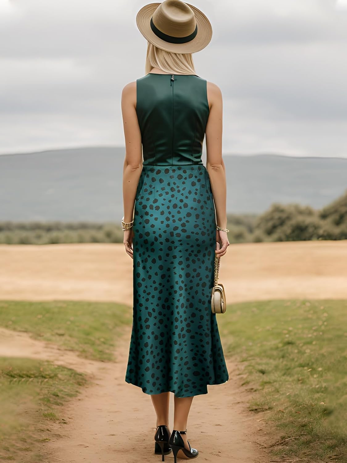 Womens Leopard Print Skirt Trendy Summer Midi Long Length Silk Satin High Waist Elastic Skirts - Image 6