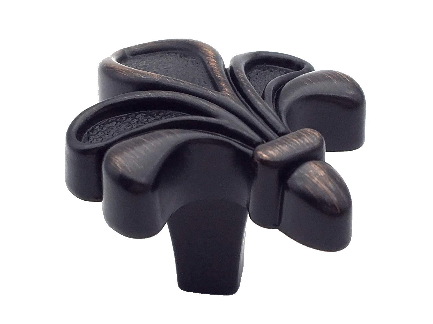 Bouton de tiroir Fleur De Lis en bronze huilé pour commode et armoire - Taille L: 1.7
