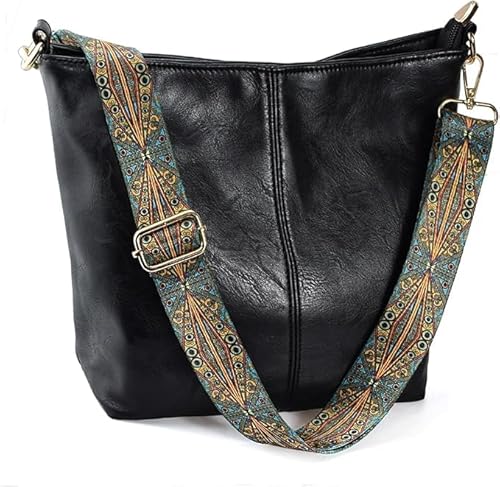 gaobaozhu Women Tote Bag Large Capacity Shoulder Hobo Bags PU Leather Cross Body Bag With Wide Strap Retro Purses Bag Handbags with Zipper for Work School Shopping Yoga