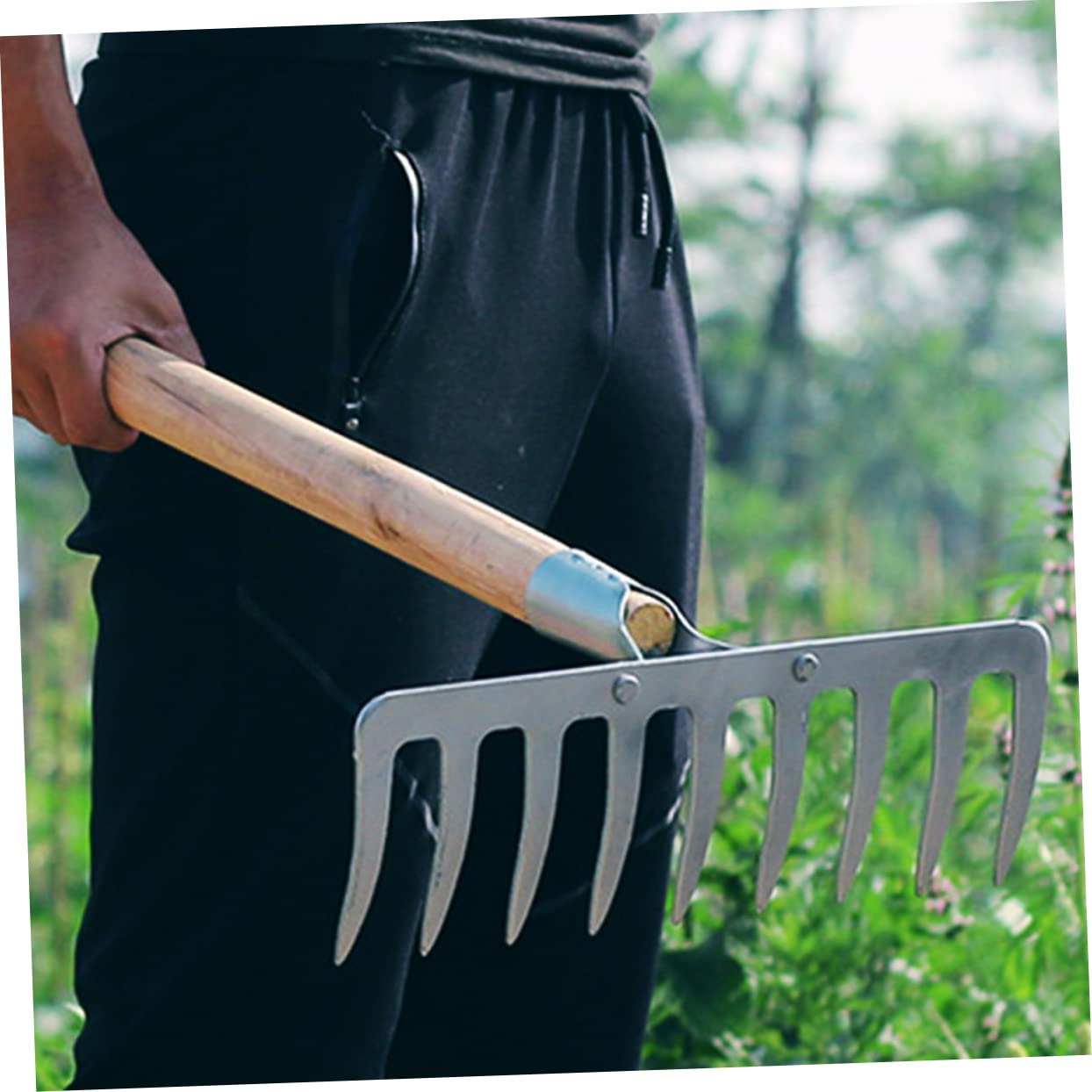 Testa Di Rastrello in Ferro Da Giardino Per Uso Agricolo, 9 Denti Rinforzati, Per Dissodare Terreno, Rimuovere Foglie e Piccoli Detriti, Attrezzo Versatile Per Manutenzione e Cortili