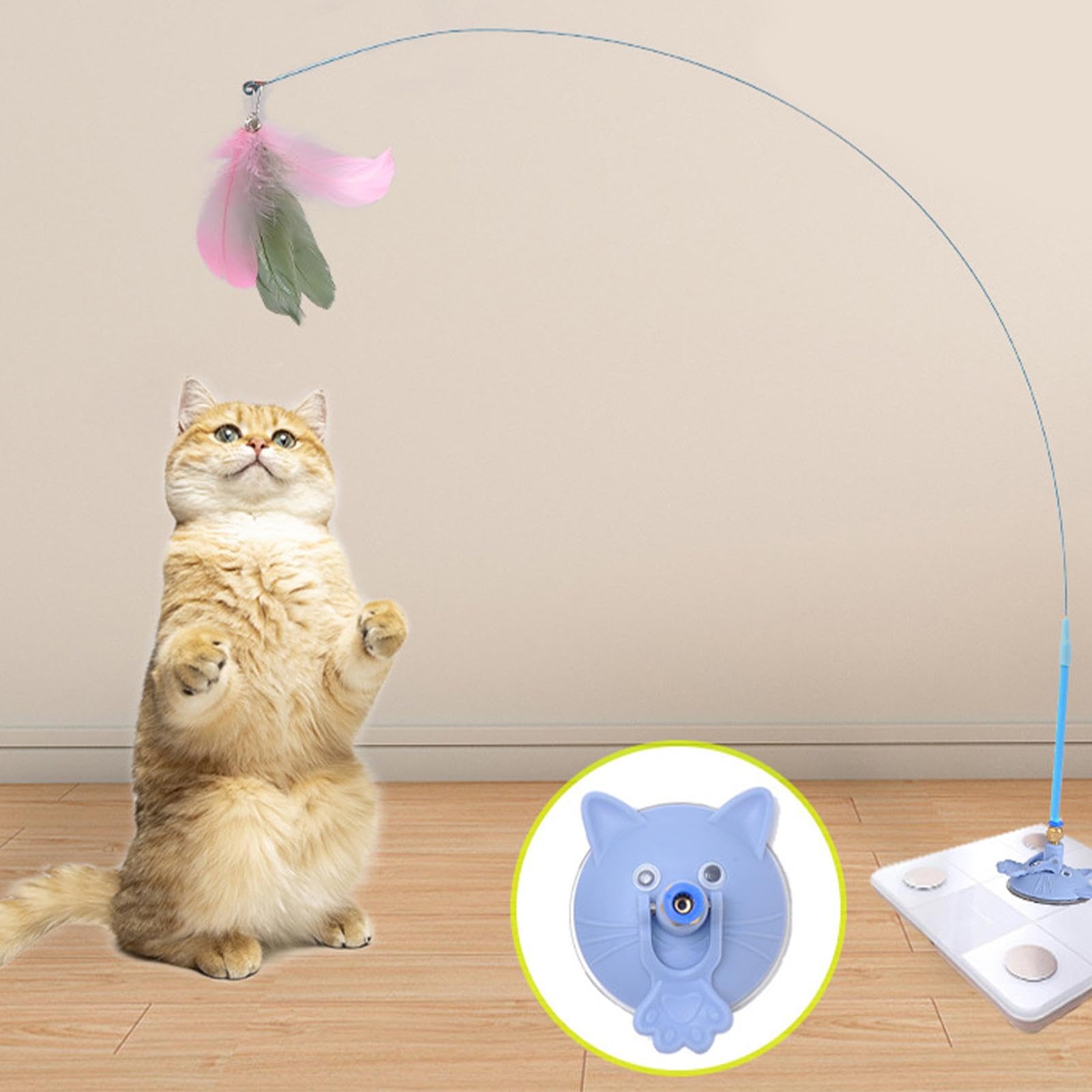 Giocattolo Gatti A Ventosa Con Piuma - Gioco Autonomo Per Gatti Attivi