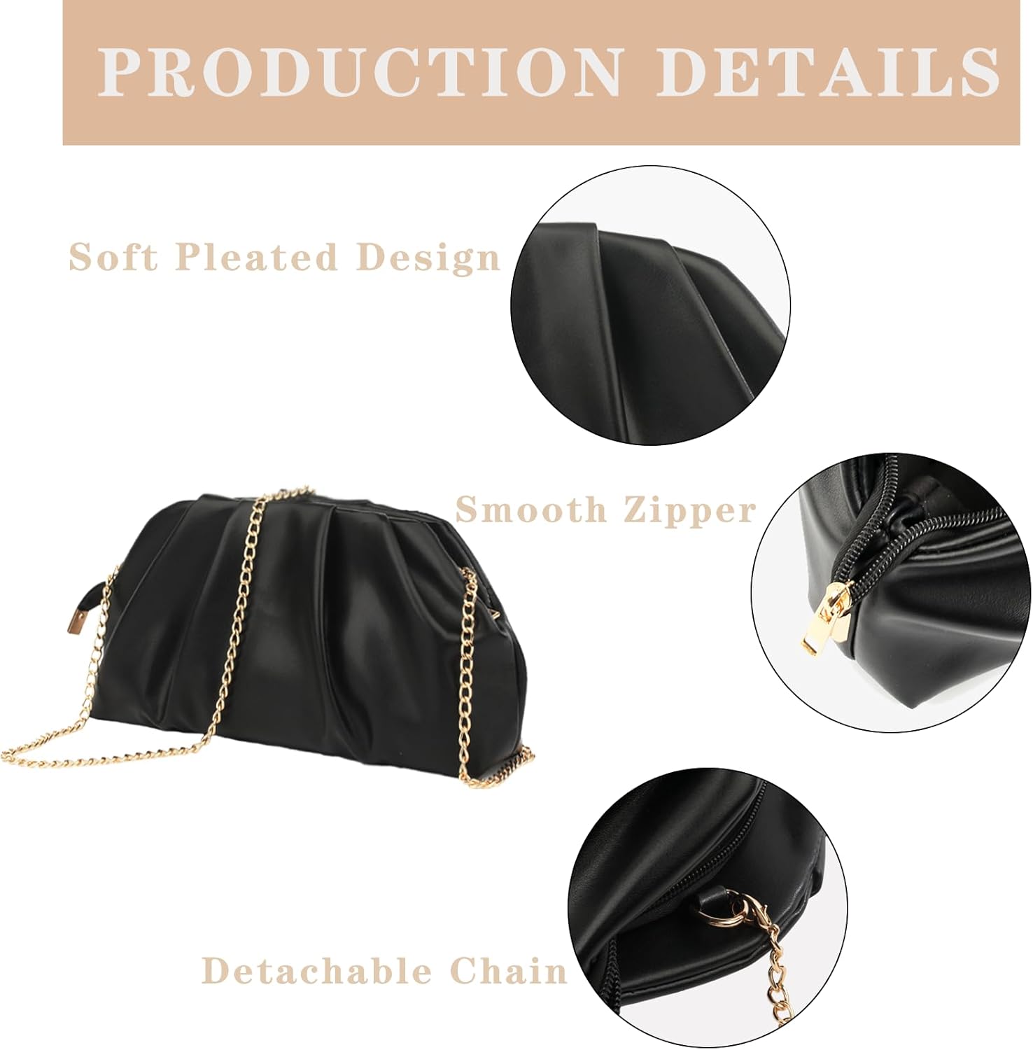Clutch Purses For Women Soft PU Leather Evening Bag Women's Evening Handbags for Wedding Guest Cocktail Party - Image 5