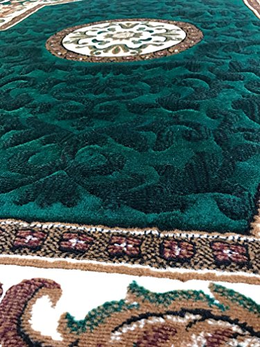 Kingdom Traditional Area Rug Hunter Dark Green Persian Design D123 (8 Feet X 10 Feet) #TOP5