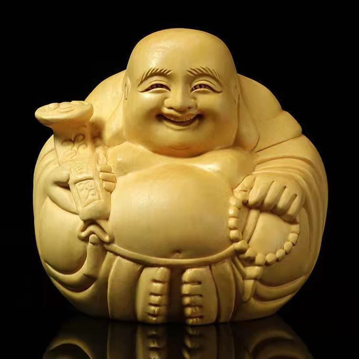 布袋様 錫 置物 七福神 布袋様 黒漆加工 [No.193-3-1]｜薩摩錫器工芸館