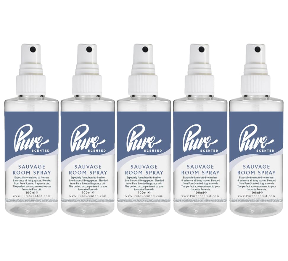 "Pure Scented 500ml Room & Fabric Sprays 5 x 100ml Suitable For Home, Car, Caravan, Work, Gym Bags, Odour Eliminators (5 x 100ml, Savage)"