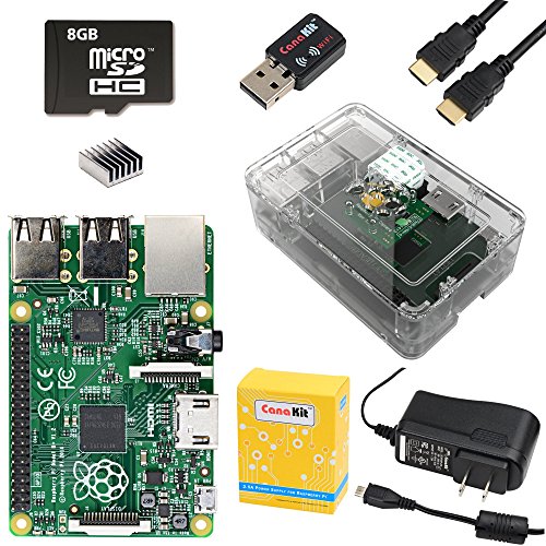 CanaKit Raspberry Pi B+ Complete Starter Kit with WiFi Adapter (Raspberry Pi B Plus + WiFi Dongle + 8GB SD Card + Case + Power Supply + HDMI Cable)