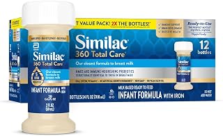 Similac 360 Total Care Infant Formula with 5 HMOs - Closest to Breast Milk, Ready-to-Feed, Non-GMO, 2oz Bottles, 12-Pack