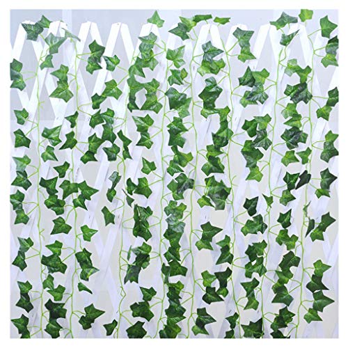 Wenini 12 Pack Artificial Vine Artificial Ivy Leaf Garland Plants Vine Fake Ivy Artificial Ivy Leaves Greenery Garlands Hanging for Wedding Party Garden Wall Decoration (12 PCS Green)