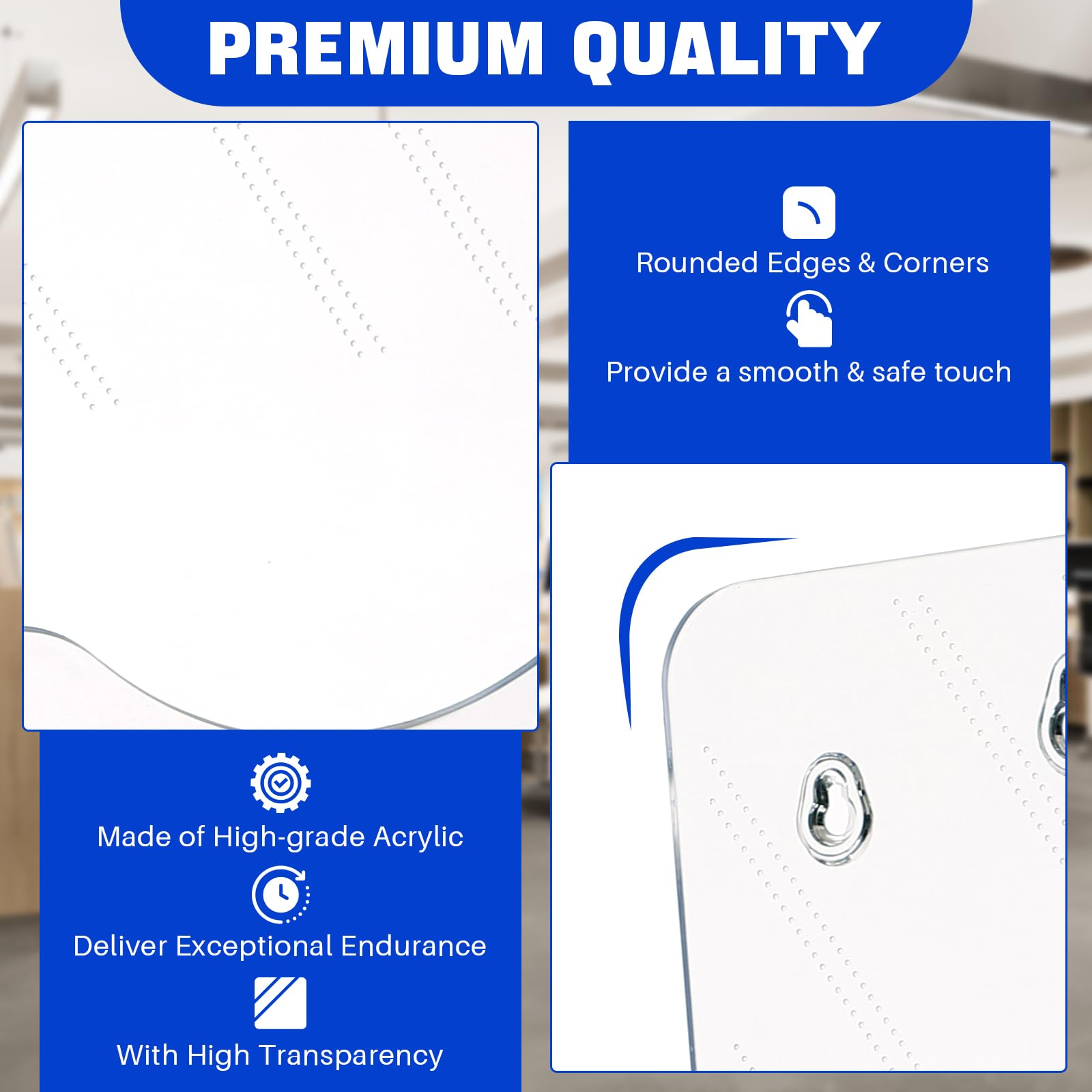 DASBET Lot de 4 supports de brochure en acrylique transparent A4 en plexiglas - Support mural transparent pour magazines, brochures, brochures - Lot de 4 (A4)