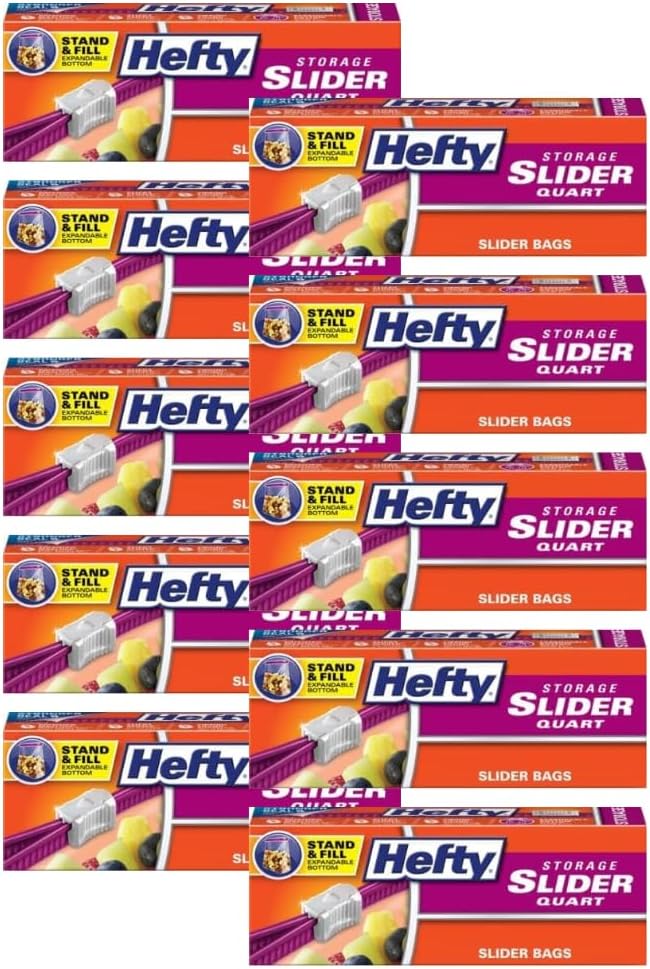 Hefty Slider Bags, Quart 20 Count (Pack of 10)