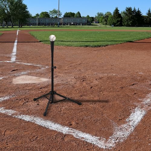 Relaxdays Batting Tee, Schlaghilfe, Baseball & Softball, höhenverstellbares Baseballstativ, H: 72 bis 121 cm, schwarz