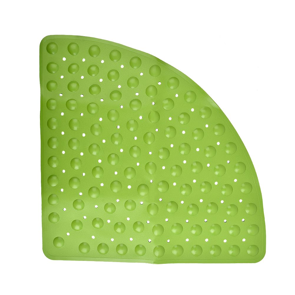 BUYGOO Mata prysznicowa, antypoślizgowa, z przyssawką, 55 cm, w kształcie wachlarza, PCW, mata antypoślizgowa, odporna na pleśń, wkładka do wanny z otworem odpływowym do prysznica lub wanny