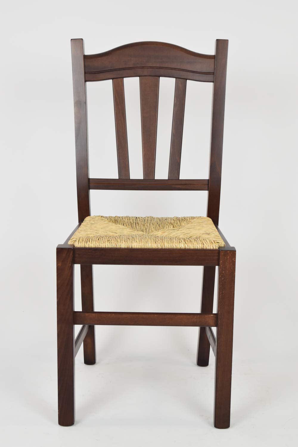 t m c s Tommychairs - Set 2 chaises Silvana pour Cuisine, Bar et Salle à Manger, Robuste Structure en Bois de hêtre peindré en Couleur Noyer foncé et Assise en Paille
