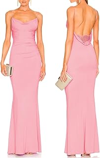 Women Drape Neck Formal Maxi Dresses Lace Backless Cocktail Party Dress Spaghetti Straps Mermaid Evening Gown 221 - Buy now