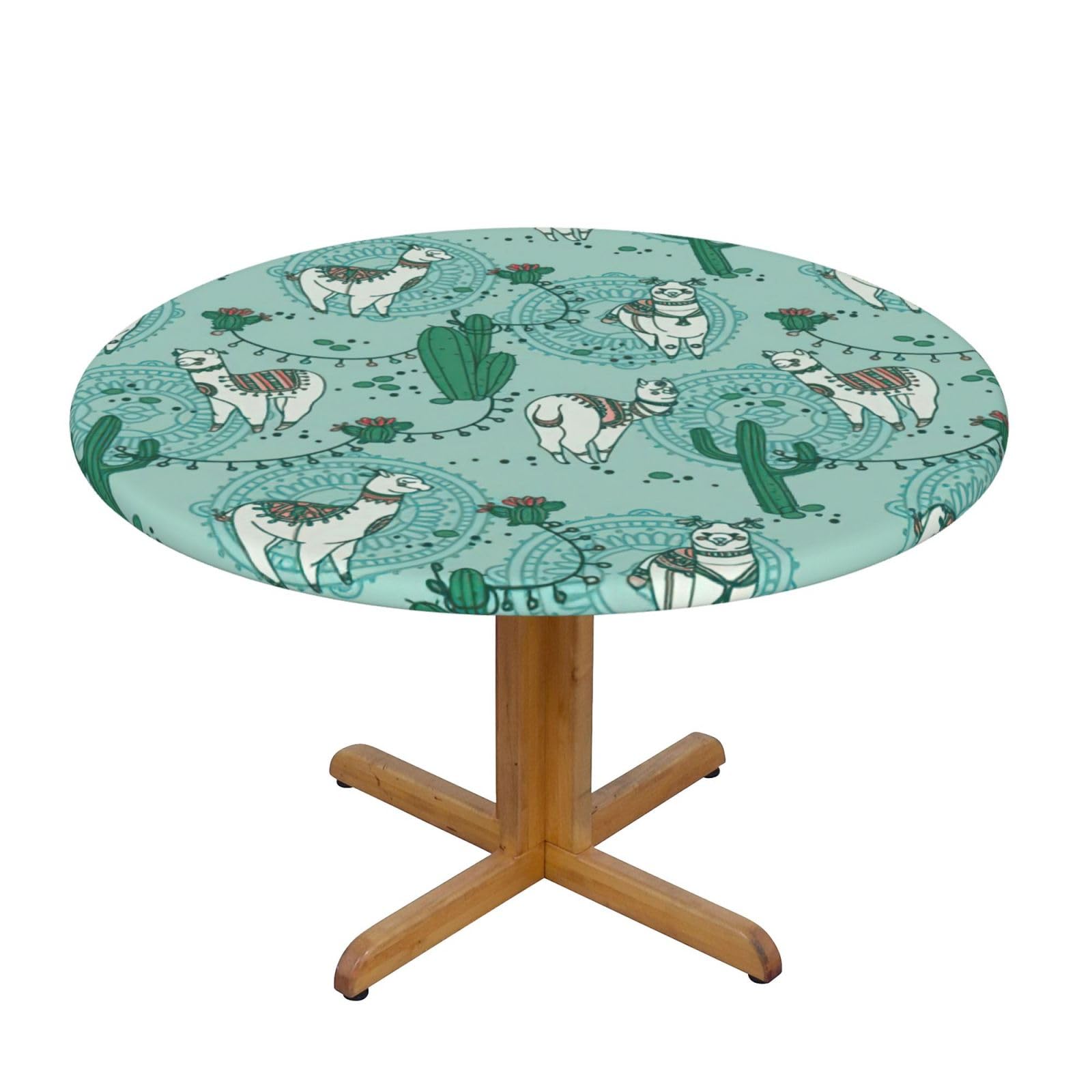 Llama Alpaca Green Print Wipe Clean Oval Tablecloth Stain-Resistant Dining Table Accessories Table Protector For Home