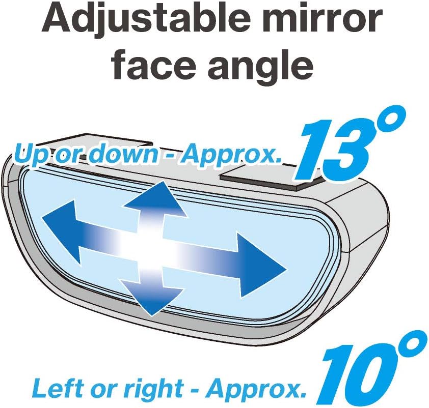 EW-69 EXEA Blind spot mirror, attaches to the bottom of side-view mirror, reduces blind spot, adjustable R300 curved mirror, designed in Japan, black