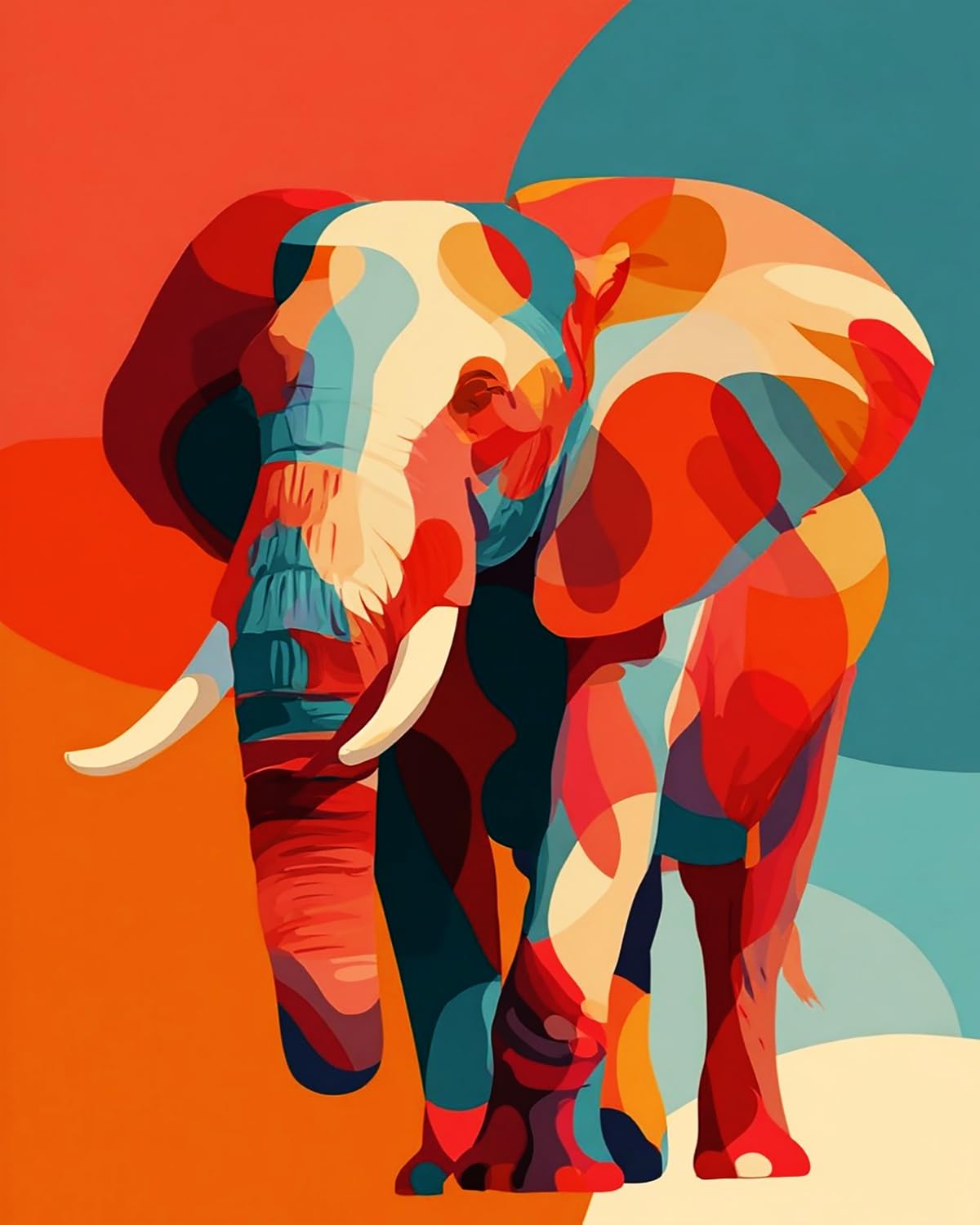 Liubaishi Multicolour Paint By Numbers For Adults, Colourful Elephant Flowing Shadow, 40X50 Cm Acrylic Canvas Painting Kit