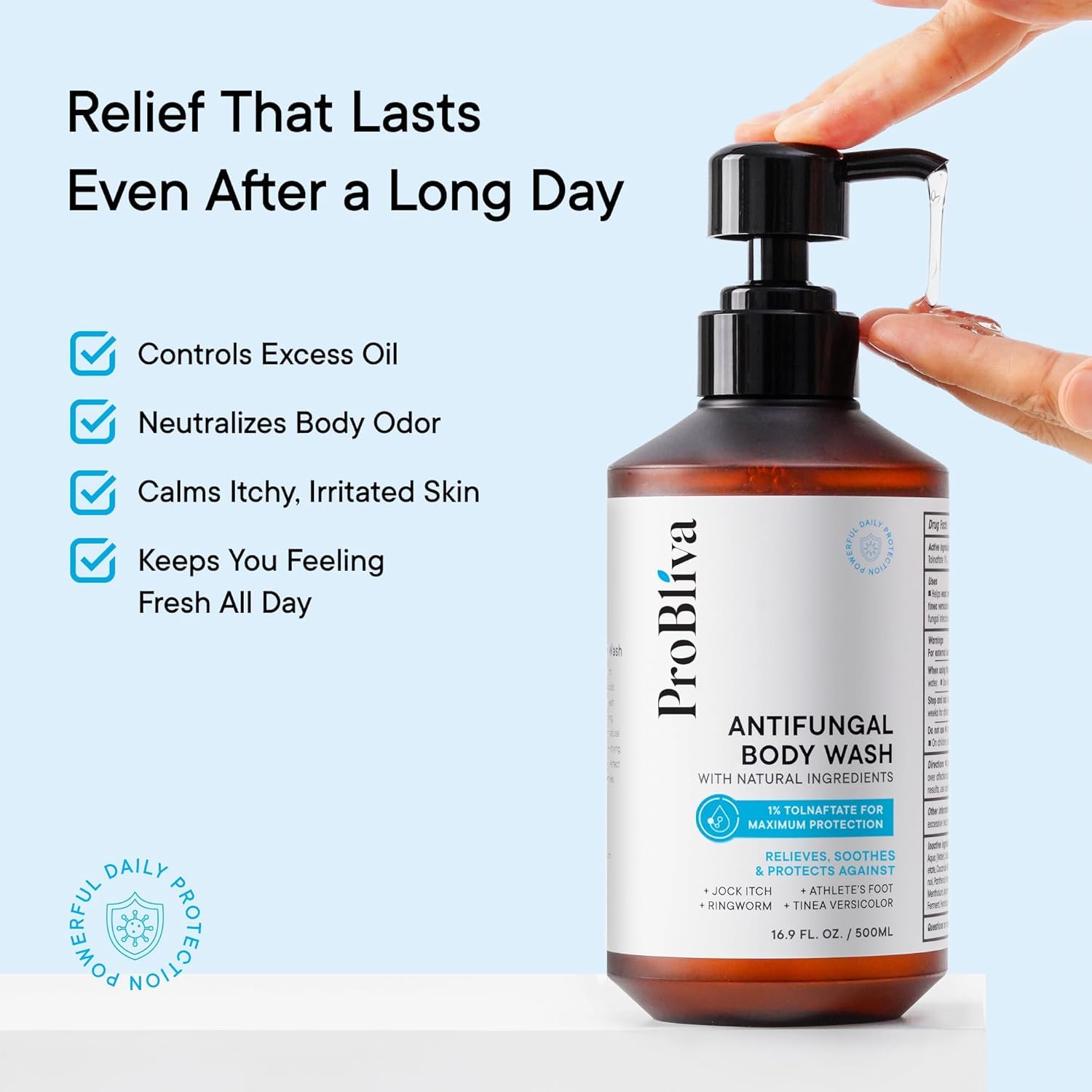 ProBliva Antifungal Shampoo & Body Wash Set: Medicated Shampoo for Folliculitis, Scalp Psoriasis, Dandruff & Seborrheic Dermatitis – Antibacterial Body Wash Treatment Soap for Jock Itch, Ringworm