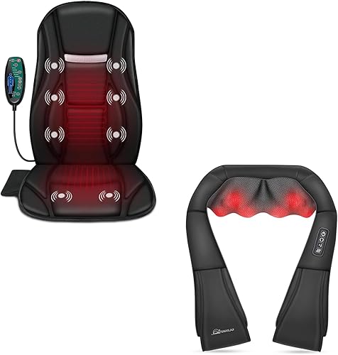 Snailax Masajeador de espalda con vibración y masajeador de cuello y hombros Shiatsu, solución de masaje de cuerpo completo para oficina, hogar