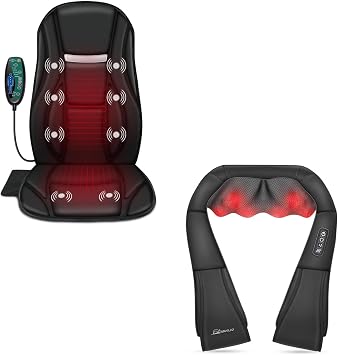 Snailax Vibration Back Massager with Heat & Shiatsu Neck and Shoulder Massager Full-Body Massage Solution for Office, Home