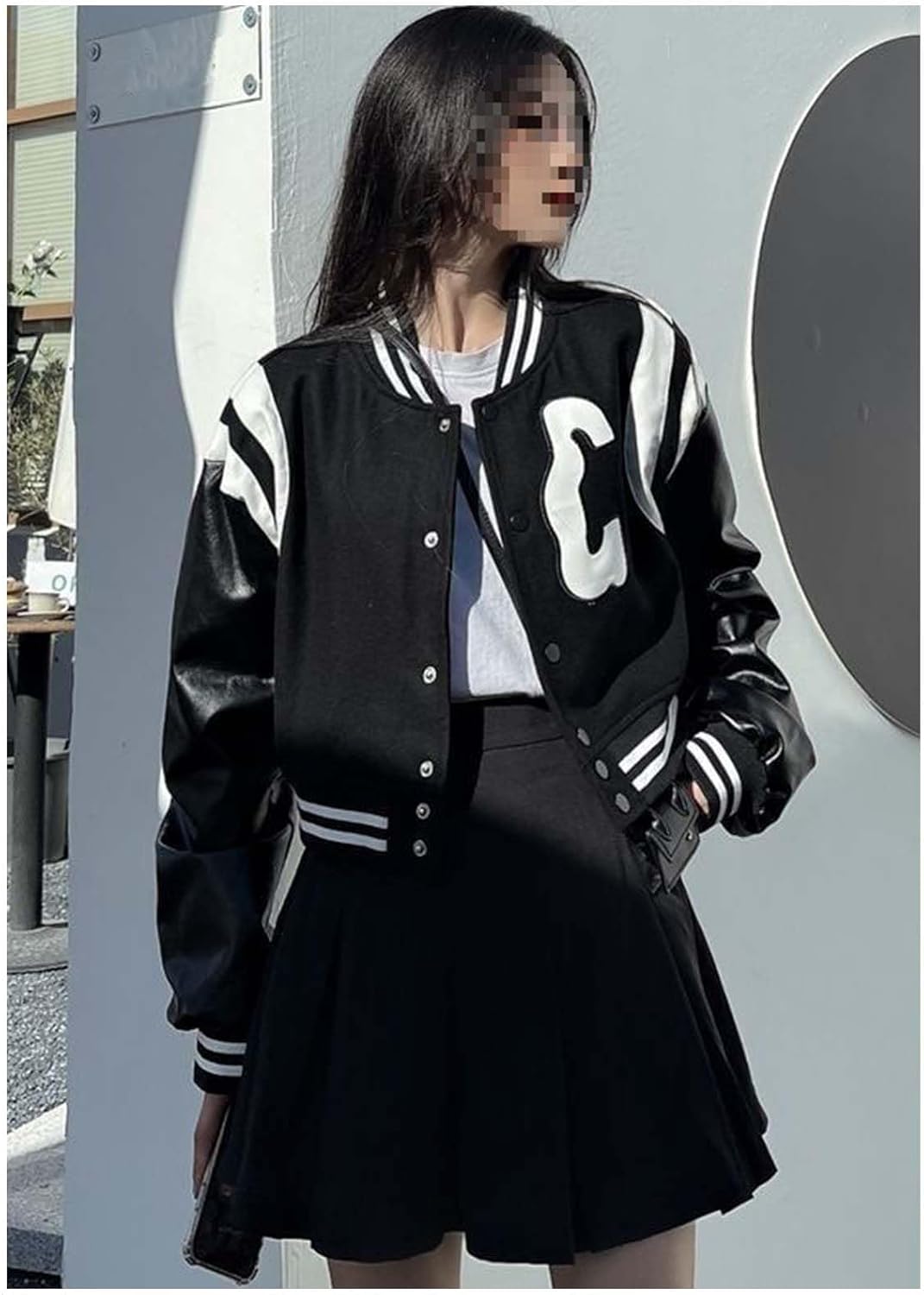 MLAFE Womens Lightweight Bomber Jacket Y2K Button Down Cropped Baseball Jacket with Striped Trim Casual Outerwear - Image 3