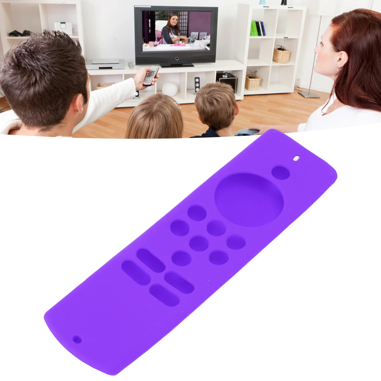 Qiilu Funda de Control Remoto de Silicona Suave Antideslizante a Prueba de Golpes Funda Protectora Remota con Cordón para Fire TV Stick Lite (Púrpura)