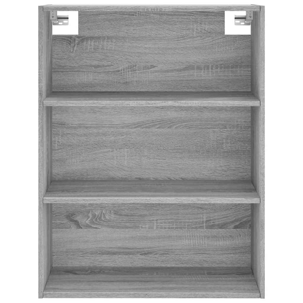 Mobiletto alto di alta qualità, grigio sonoma, 69,5 x 34 x 180 cm, in legno con piedini in metallo, per riporre con stile in soggiorno, corridoio o cucina, con supporto da parete per un