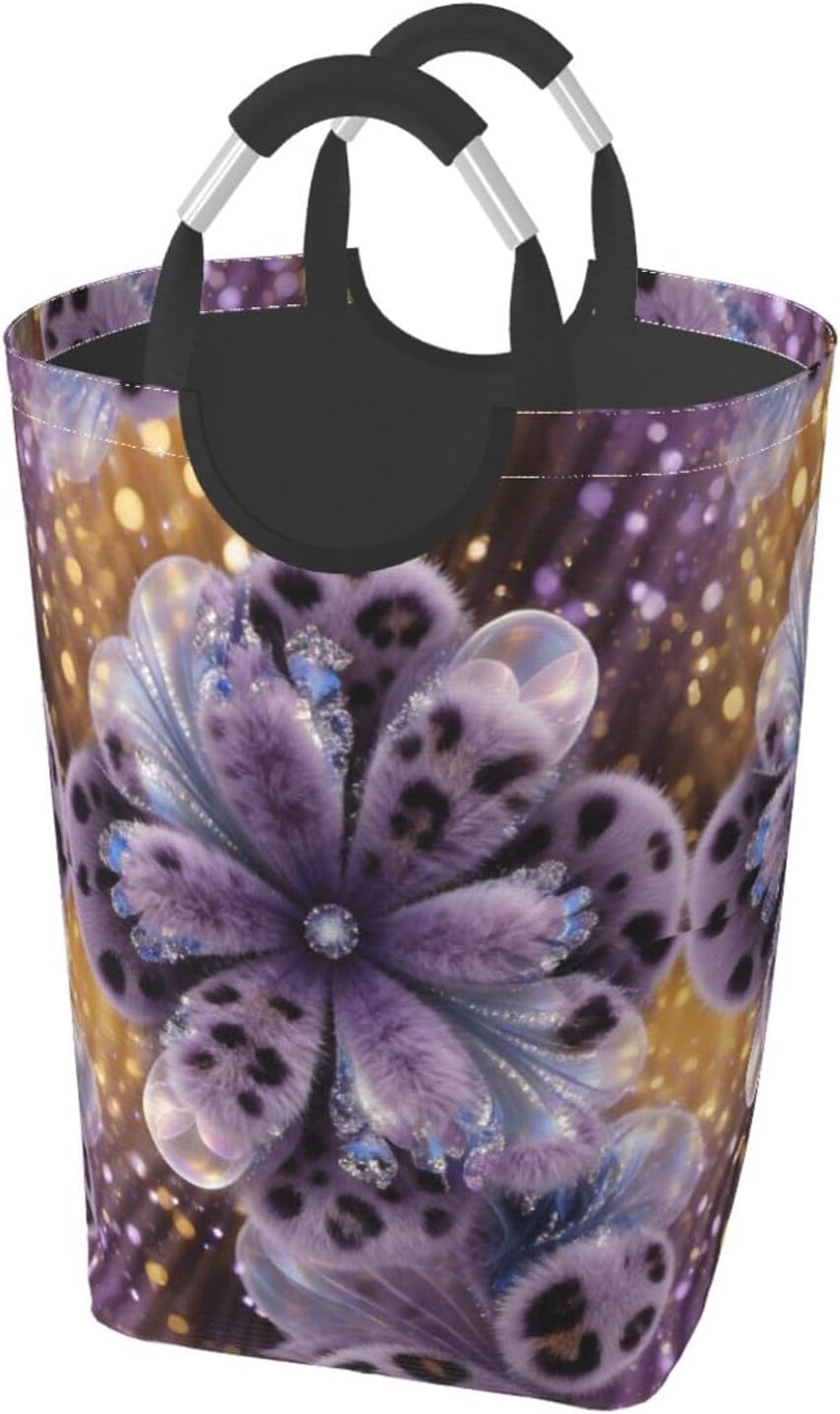 Gilded Violet Fantasy Foldable Dirty Laundry Bag, Waterproof Oxford Fabric With Pe Board Base, 50l Capacity For Home & Travel
