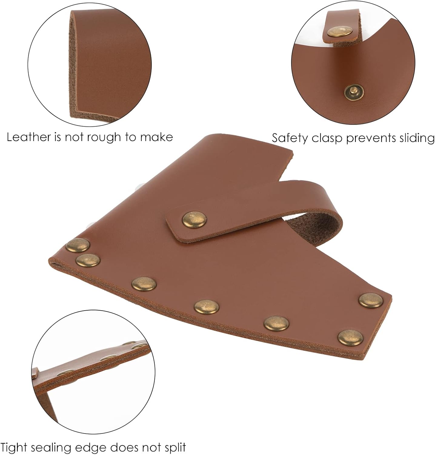 Axe Head Sheath, Durable Camp Axe Case Blade Cover, Leather Holster, Hatchet Cover, Sheath Cover for 3.54-3.93 inches Belt(Coffee Color) image 3