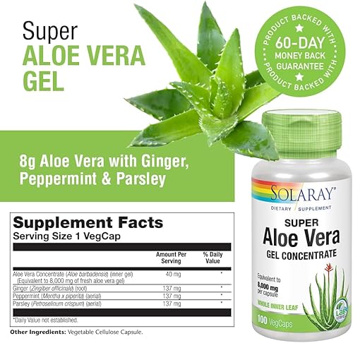 Miniatura 3 de SOLARAY Super Aloe Vera Gel 8000mg Aminoácidos, Vitaminas, Minerales, Enzimas y Antioxidantes Naturales para un Apoyo a la Digestión Saludable 100