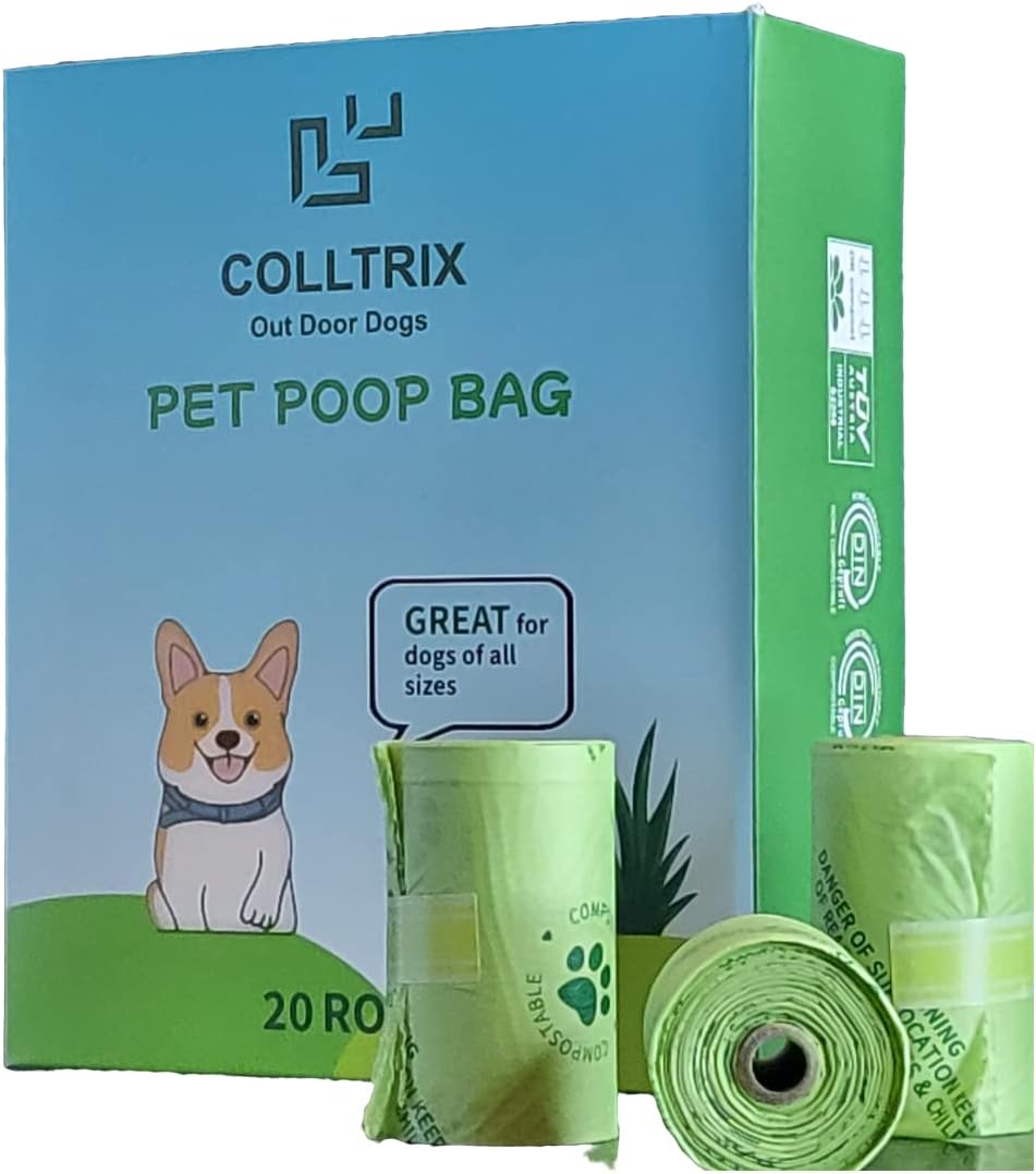 300 Compostable dog poop bags | 300 Unscented dog waste bags, Vegetable-Based & Eco-Friendly |Guaranteed Leak Proof and Extra Thick dog…