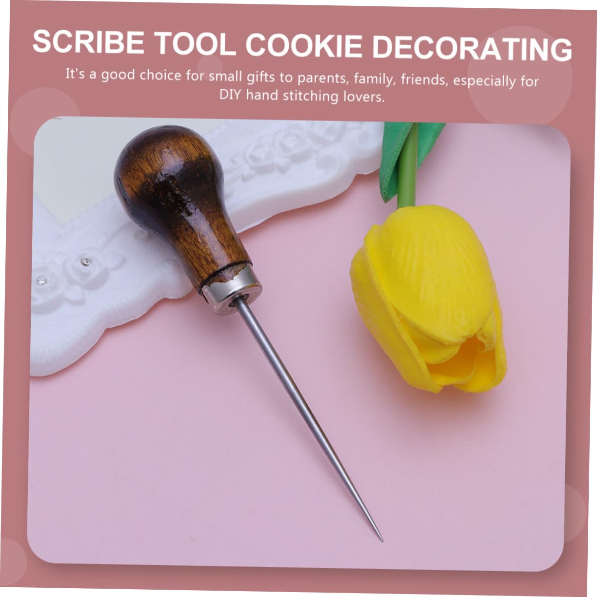 DIYEAH Leather Sewing Tools 5 Pack of Wooden Scratch Awls for DIY Craft Projects