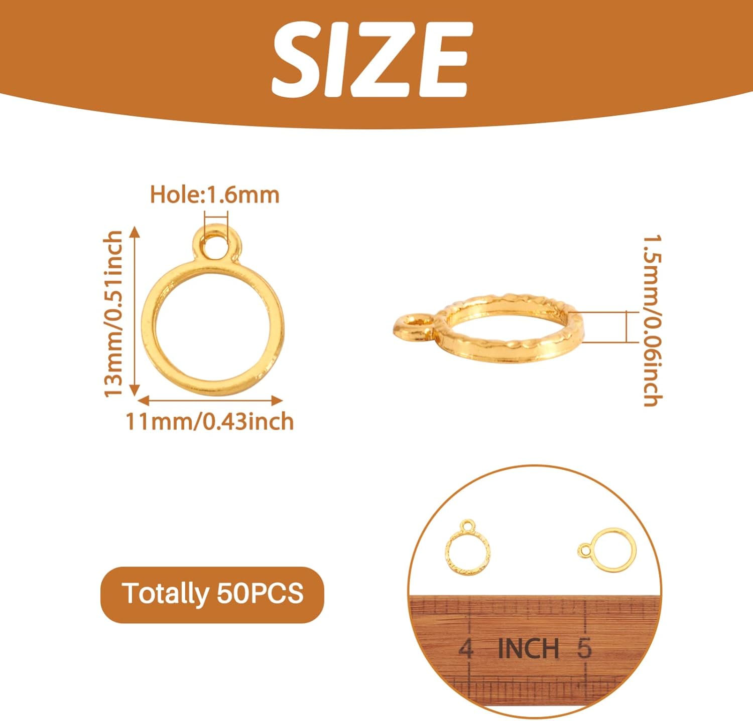 Pandahall 50Pcs Tiny Open Back Bezel Pendants Round Ring Zinc Alloy Bezel Hollow Mold Pressed Flower Charms Golden for DIY UV Resin Jewelry Making - Image 5